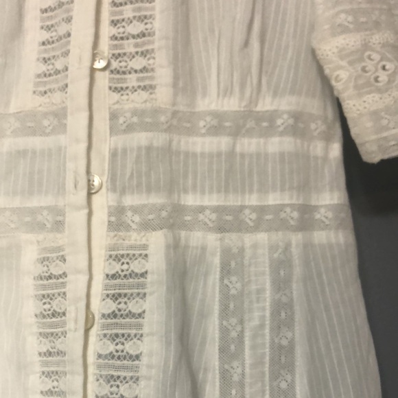 Reformation Oxford Sheer Lace Short Sleeve Button Front Maxi Dress in White - Picture 9 of 15